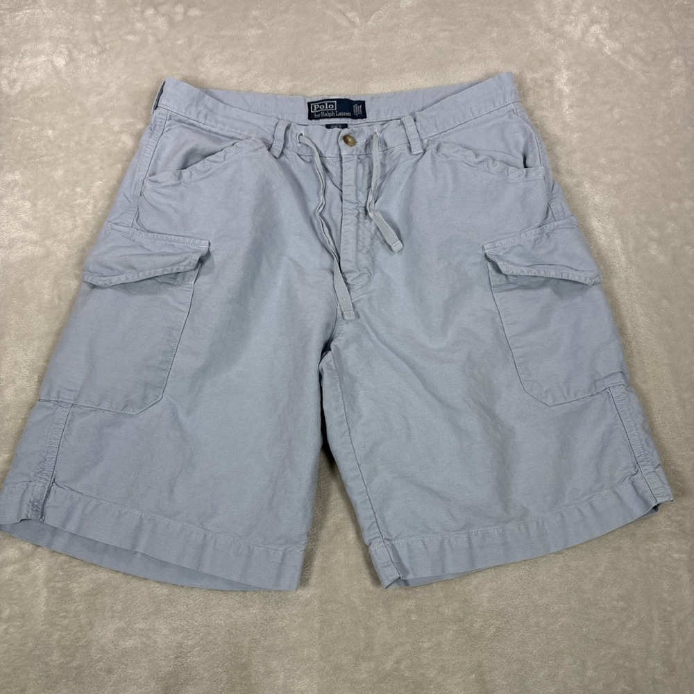 Vintage Polo Ralph Lauren Light Blue Cargo Shorts Mens Size 32 Cotton/Linen